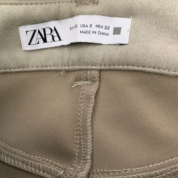 Zara faux suede slim flare straight leg pants size‎ 0 - Picture 4 of 8